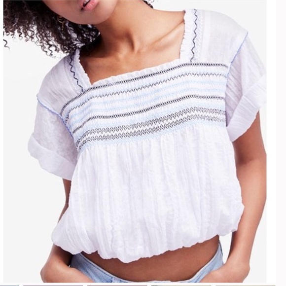 Free People Tops - Free People Wandering Skies Peasant Blouse
